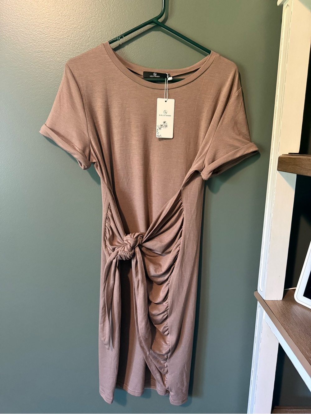 Knot-Front Dusty Rose Midi Dress